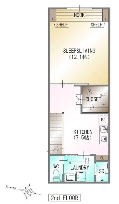 MYHOME RELAXA(1DK/2階)の間取り写真