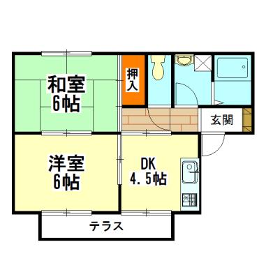 シャティハイム(2DK/2階)の間取り写真