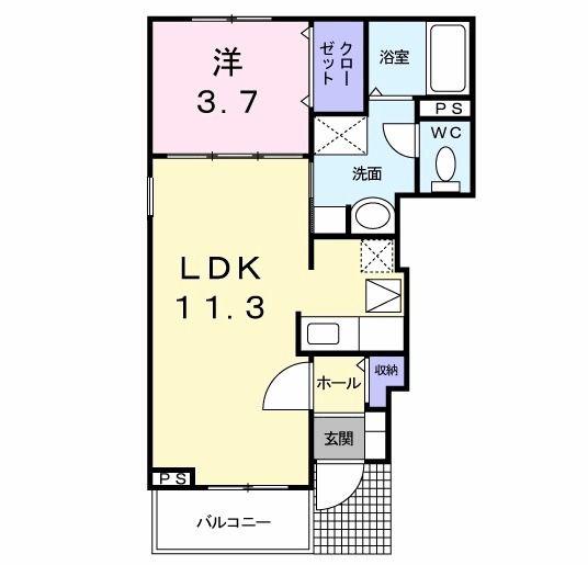 パセーオⅡ(1LDK/1階)の間取り写真