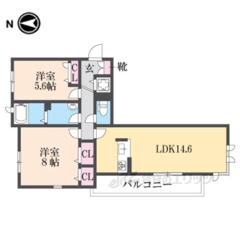 LA CASA PULITA(2LDK/3階)の間取り写真