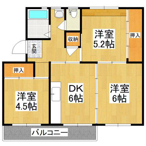 狭山5号棟(3DK/5階)の間取り写真