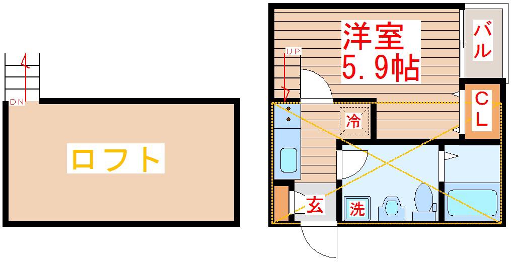 エスパーセK(1K/1階)の間取り写真