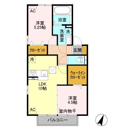 オペラハウス北代田(2LDK/1階)の間取り写真