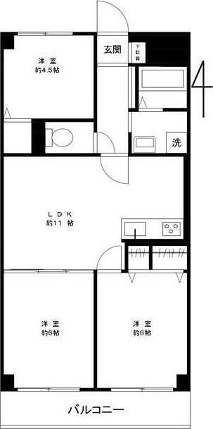 ベルライト青葉台(3LDK/5階)の間取り写真