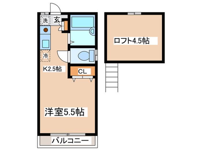 コーポ純II(1K/2階)の間取り写真