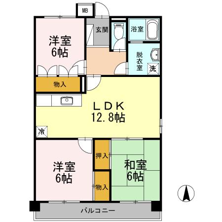 レジデンス17番館(3LDK/1階)の間取り写真