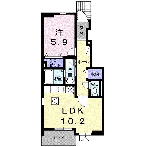 カサブランカ II(1LDK/1階)の間取り写真