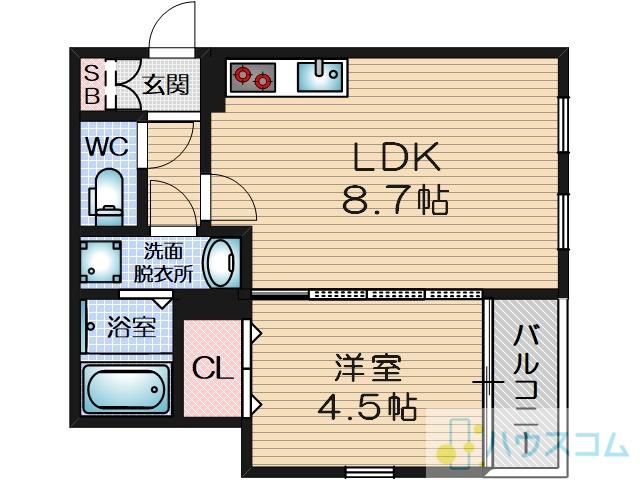 エスポアール正雀本町(1LDK/1階)の間取り写真