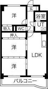レジデンス東刈谷III(3LDK/2階)の間取り写真