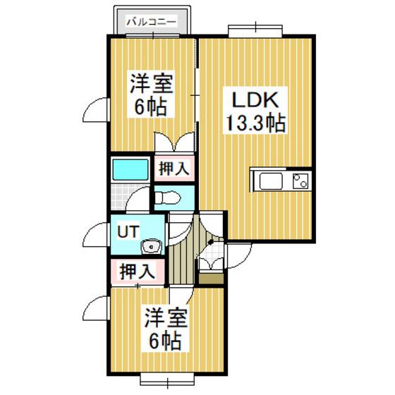 フォリア舞(2LDK/2階)の間取り写真