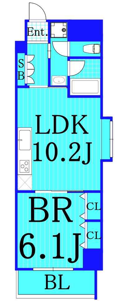 グランデュールツー関内(1LDK/6階)の間取り写真