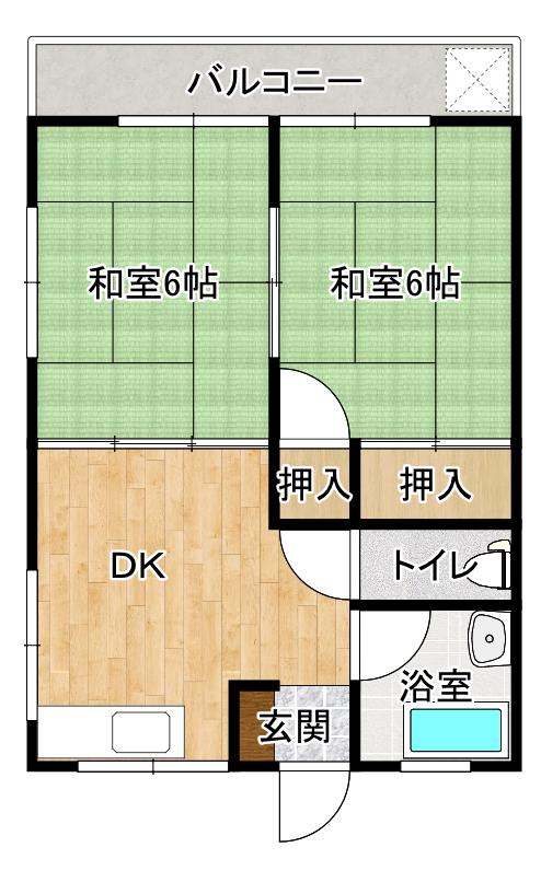 コーポ福良(2DK/2階)の間取り写真