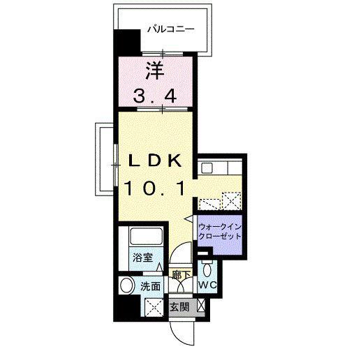 レイ・クレスト(1LDK/3階)の間取り写真