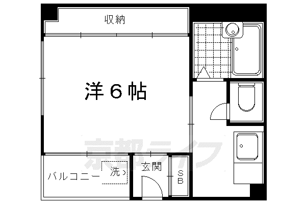 地下鉄東西線 東山駅(京都) 徒歩5分 4階建 築43年(1K/4階)の間取り写真