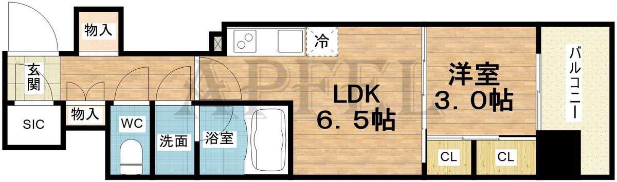 BPRレジデンス大阪本町Q(1LDK/11階)の間取り写真