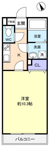 アムール DU MONDEI(1K/1階)の間取り写真