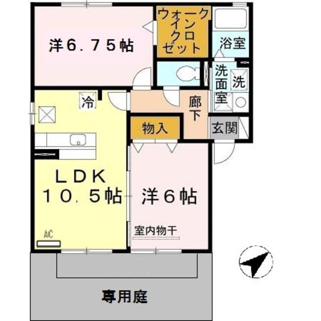 グリーンコート岩出A棟(2LDK/1階)の間取り写真