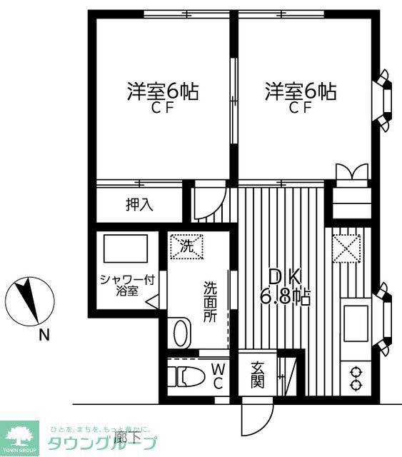第28アオイビル(2DK/1階)の間取り写真