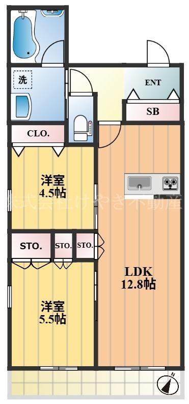 グランベルデ(2LDK/4階)の間取り写真