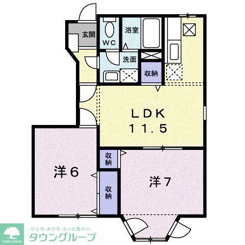 ラ・シェーヌ(2LDK/1階)の間取り写真