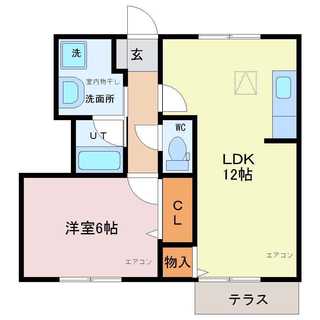 シルエーラあきのI(1LDK/1階)の間取り写真