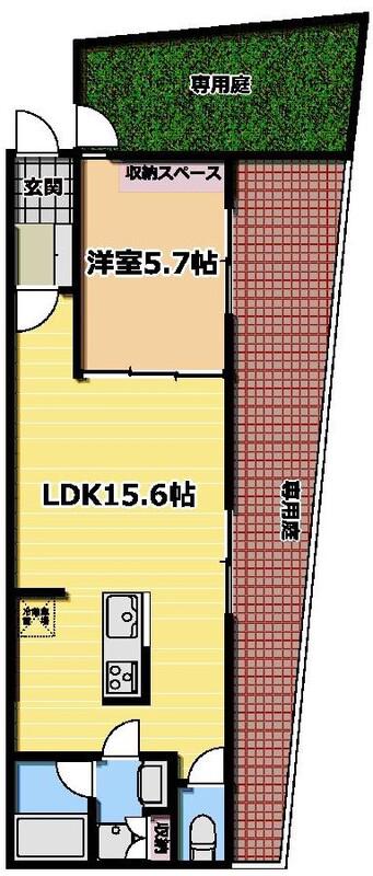 ブリリアント ジェイオー-1(1LDK/1階)の間取り写真