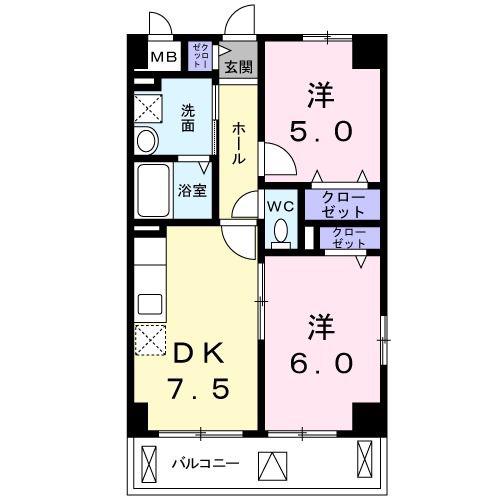 ファースト ステージ(2DK/2階)の間取り写真