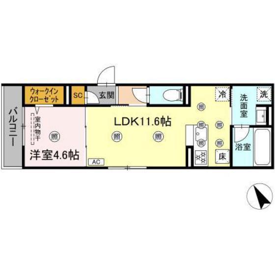 ルミエ西川口(1LDK/1階)の間取り写真
