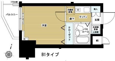 フェニックス笹塚駅前(1K/10階)の間取り写真