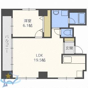 CITY SPIRE南3条(1LDK/10階)の間取り写真