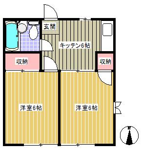 奥戸ハイツ(2DK/1階)の間取り写真