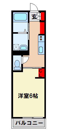 クランク小郡(1K/1階)の間取り写真