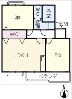 グリーンガーデン稲場A棟(2LDK/2階)の間取り写真