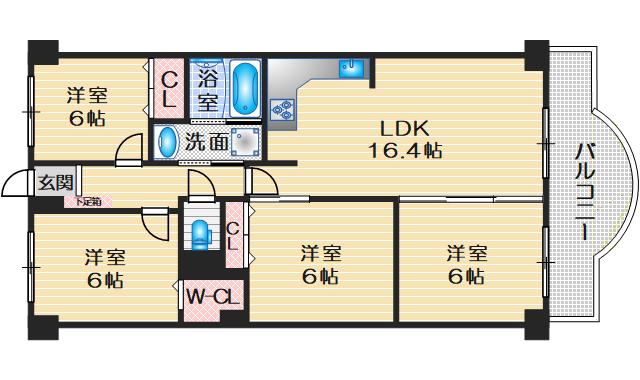 ハイロイヤル緑地公園PARTIIA棟(4LDK/4階)の間取り写真