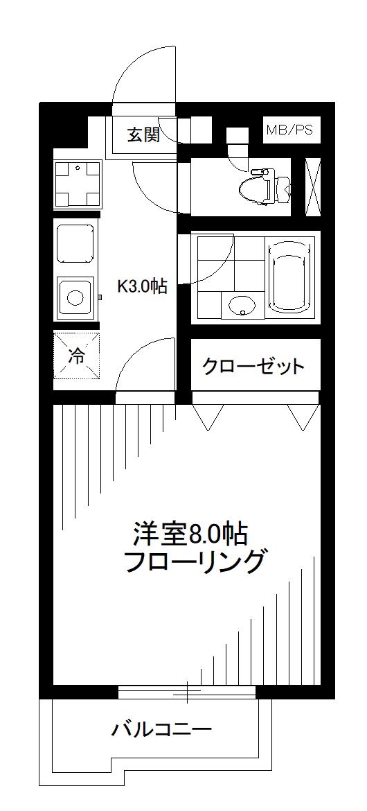 TOP矢部第一(1K/3階)の間取り写真