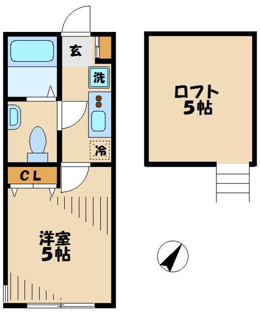 アザーレ・クオン新百合ヶ丘II(1K/1階)の間取り写真