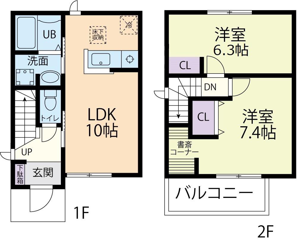 VILLA ARCELIA (2LDK/1階)の間取り写真
