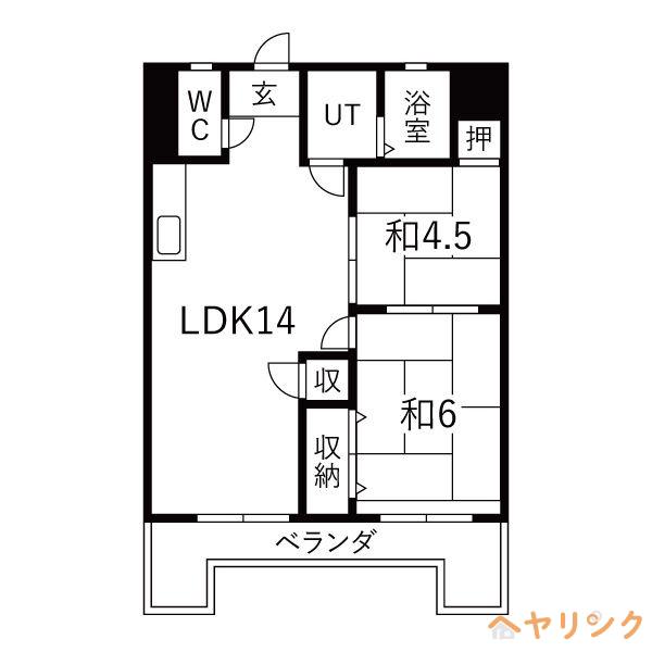 明和ビル(2LDK/6階)の間取り写真