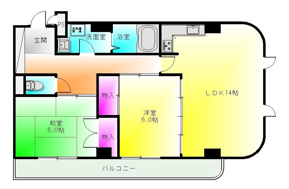 パルフェメゾン(2LDK/2階)の間取り写真