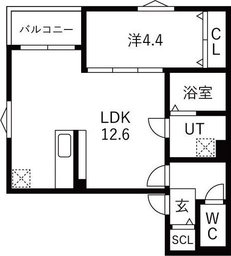 ソレイユ大宝(1LDK/2階)の間取り写真