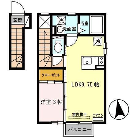 ヴェールメゾン(1LDK/2階)の間取り写真