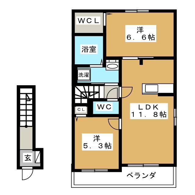 プランドール・H(2LDK/2階)の間取り写真