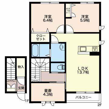 メゾン・ド・ドルチェ(2LDK/2階)の間取り写真