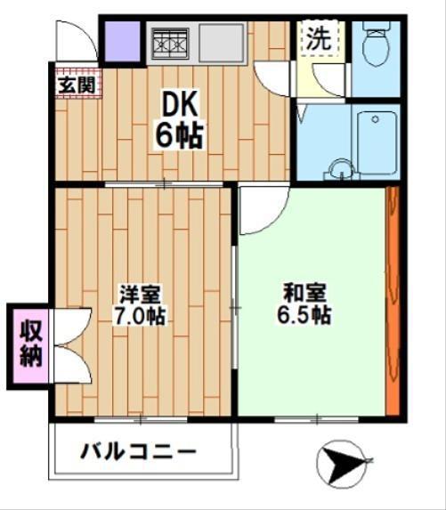 グランレッドI(2DK/4階)の間取り写真