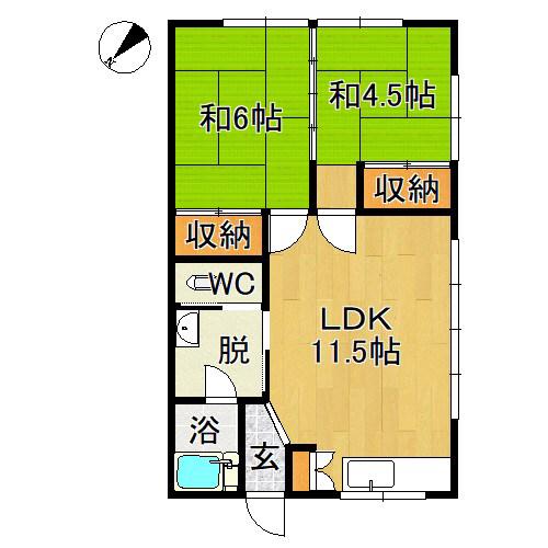 コーポ富英(2LDK/1階)の間取り写真