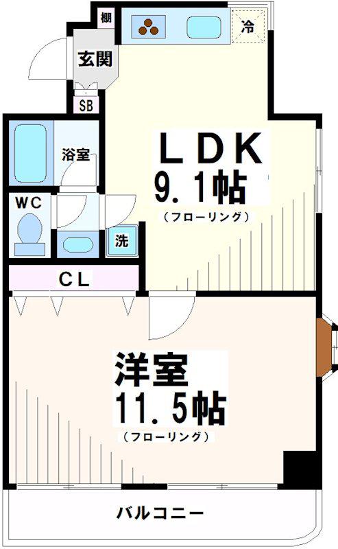 サンパラッツオ参番館 当社管理物件(1LDK/2階)の間取り写真