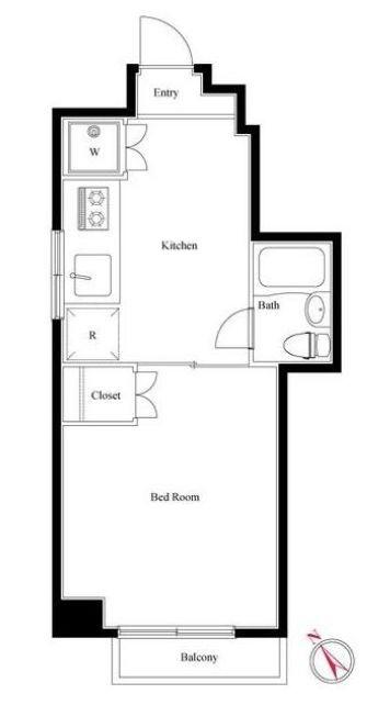 キャッスルマンション青葉台(1DK/5階)の間取り写真