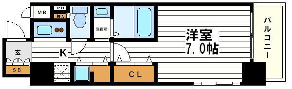 ユーレジデンス淀屋橋(1K/6階)の間取り写真
