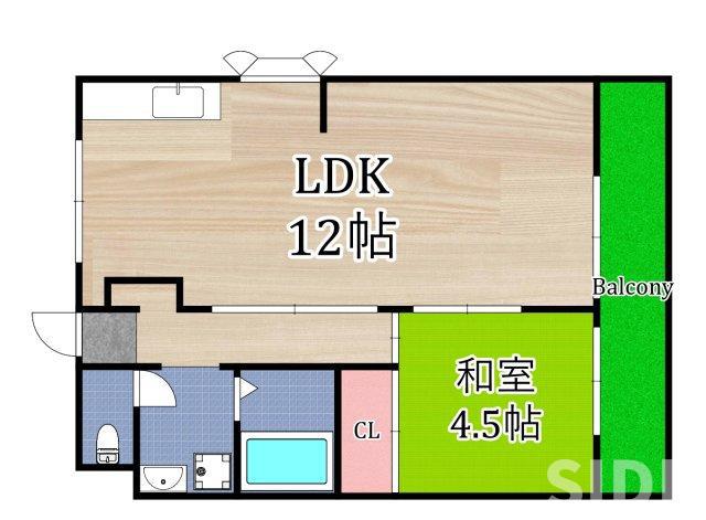 クリアポート福本(1LDK/1階)の間取り写真