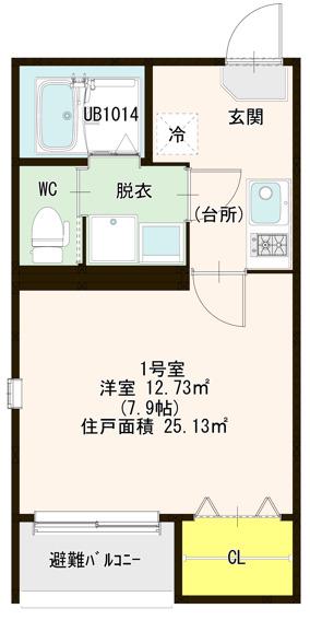 LE・ANGE弐番館(1K/1階)の間取り写真